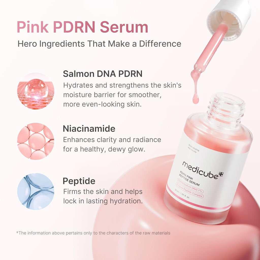 medicube Salmon DNA PDRN Pink Peptide Serum 30ml Glow Niacinamide Hydrating Firming Korean Skincare