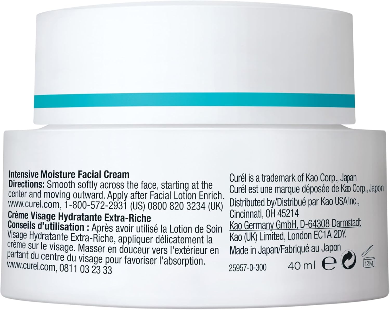 Curél Intensive Moisture Facial Cream 40g for Dry, Sensitive Skin