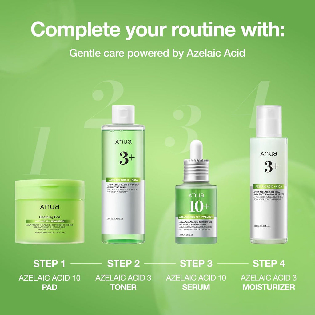 Anua Azelaic Acid 10% Serum 30ml - Hyaluronic Acid & Niacinamide Facial Serum for Sensitive Skin, Redness Relief, Dark Spot Care, Vegan Korean Skincare