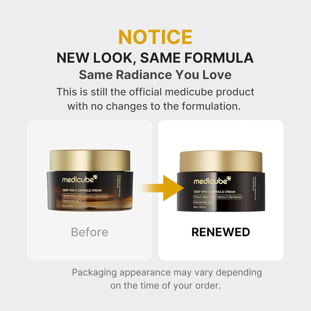 medicube Golden Capsule Vitamin C Face Moisturiser - Anti Wrinkle Hydrating Gel Cream Korean Skin Care 55ml
