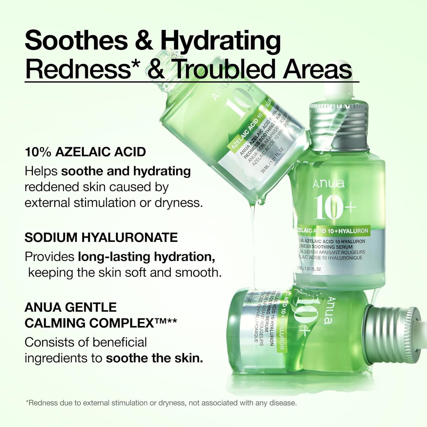 Anua Azelaic Acid 10% Serum 30ml - Hyaluronic Acid & Niacinamide Facial Serum for Sensitive Skin, Redness Relief, Dark Spot Care, Vegan Korean Skincare